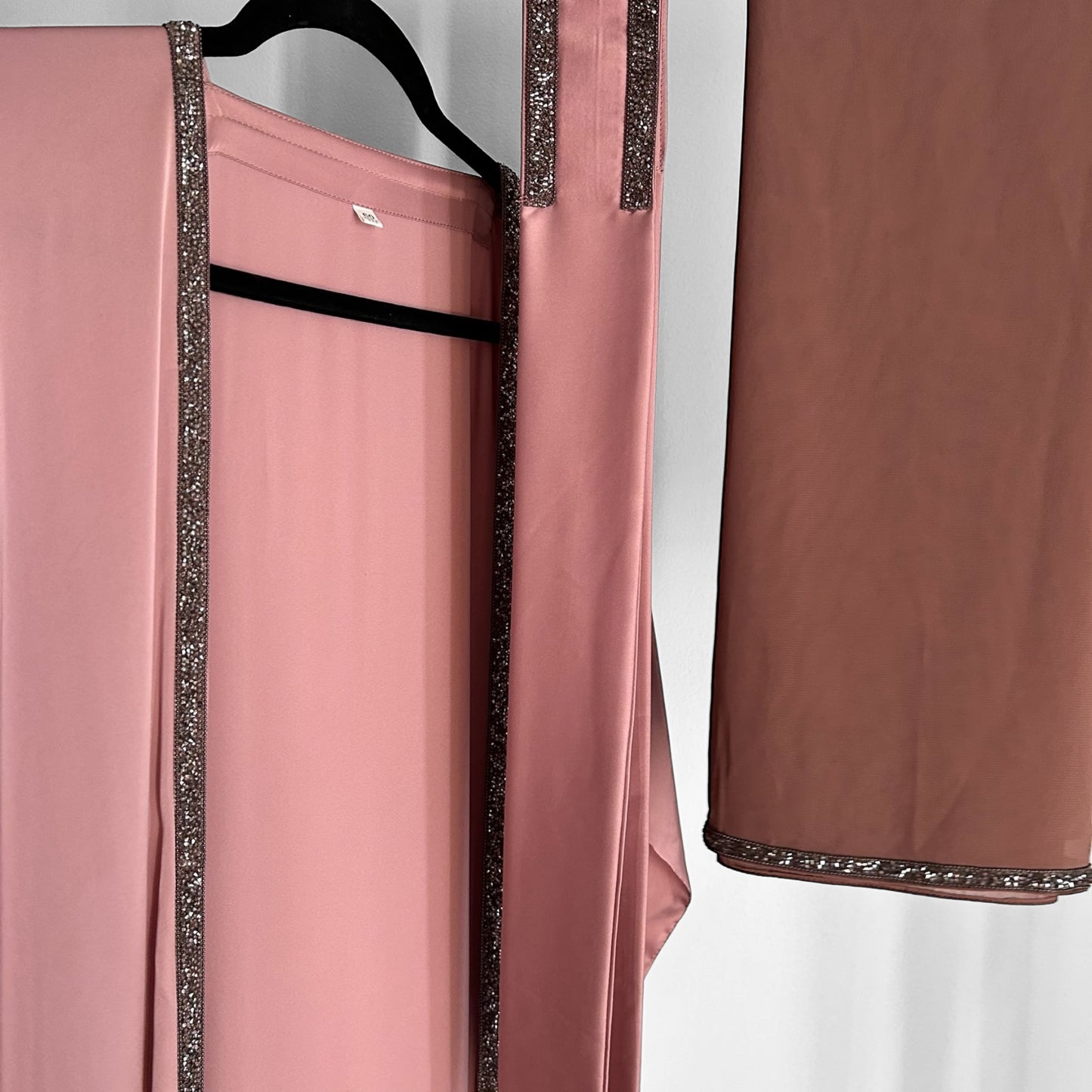 Blush Armenian Silk Abaya with Stone Detailing