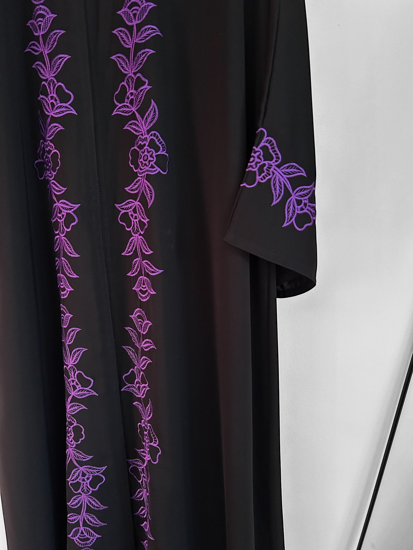 Classic Black Korean Nida Abaya | Embroidery with Matching Scarf| Elegant Modest black abaya, dubai abaya in multiple embroidery colors