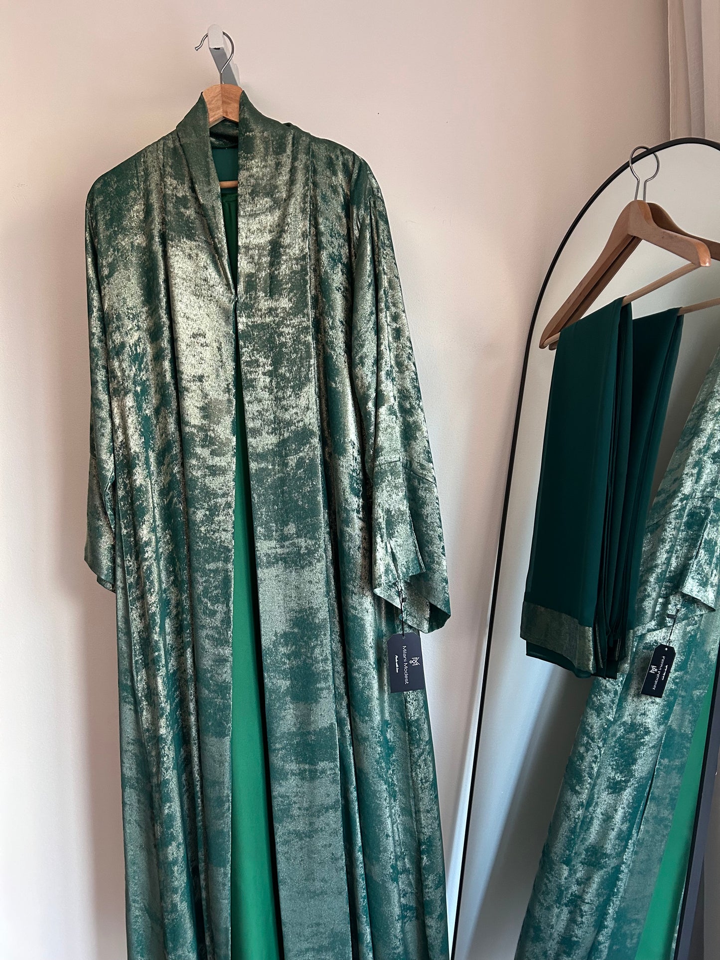 Green Shimmer abaya set 