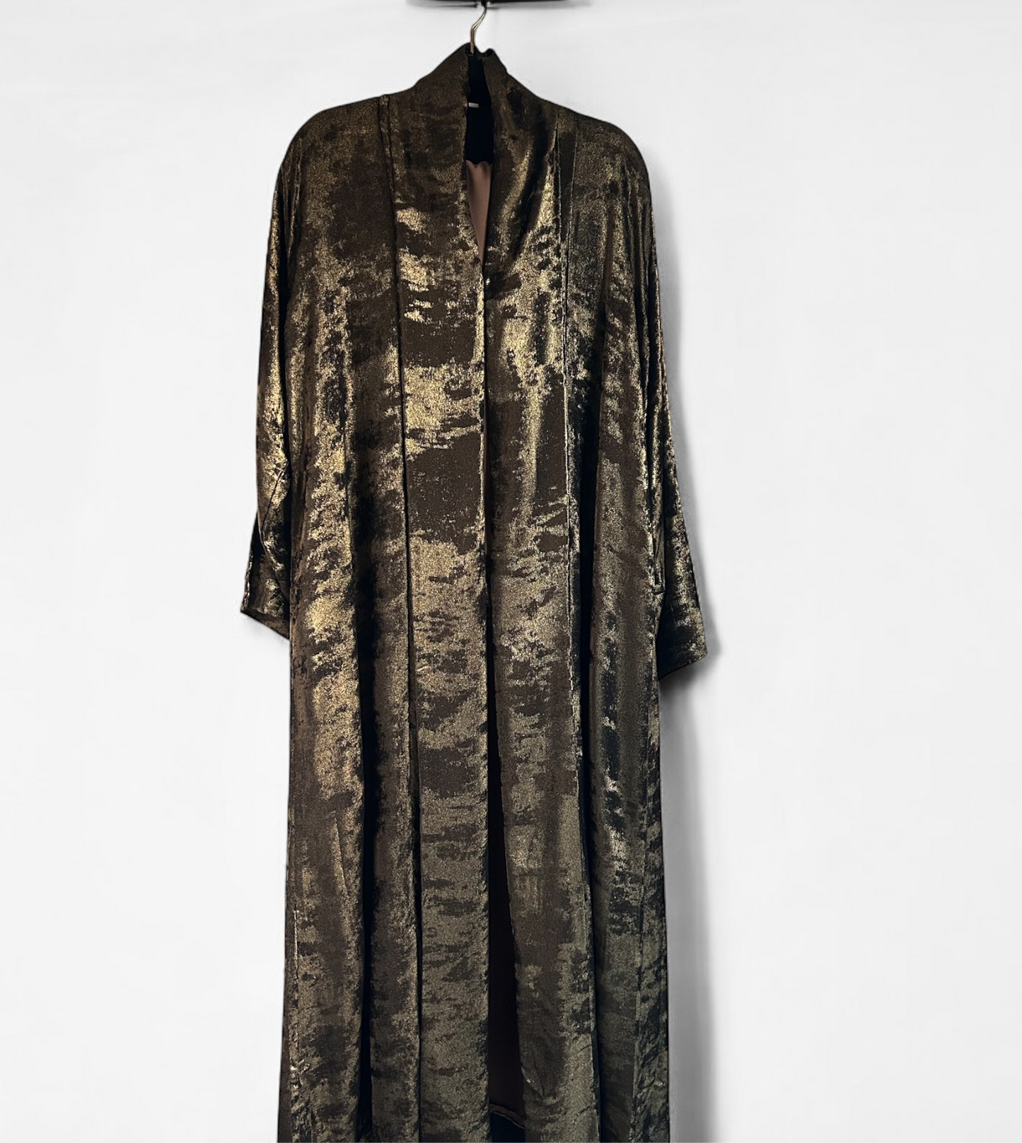 Golden-black luxury shimmer set abaya