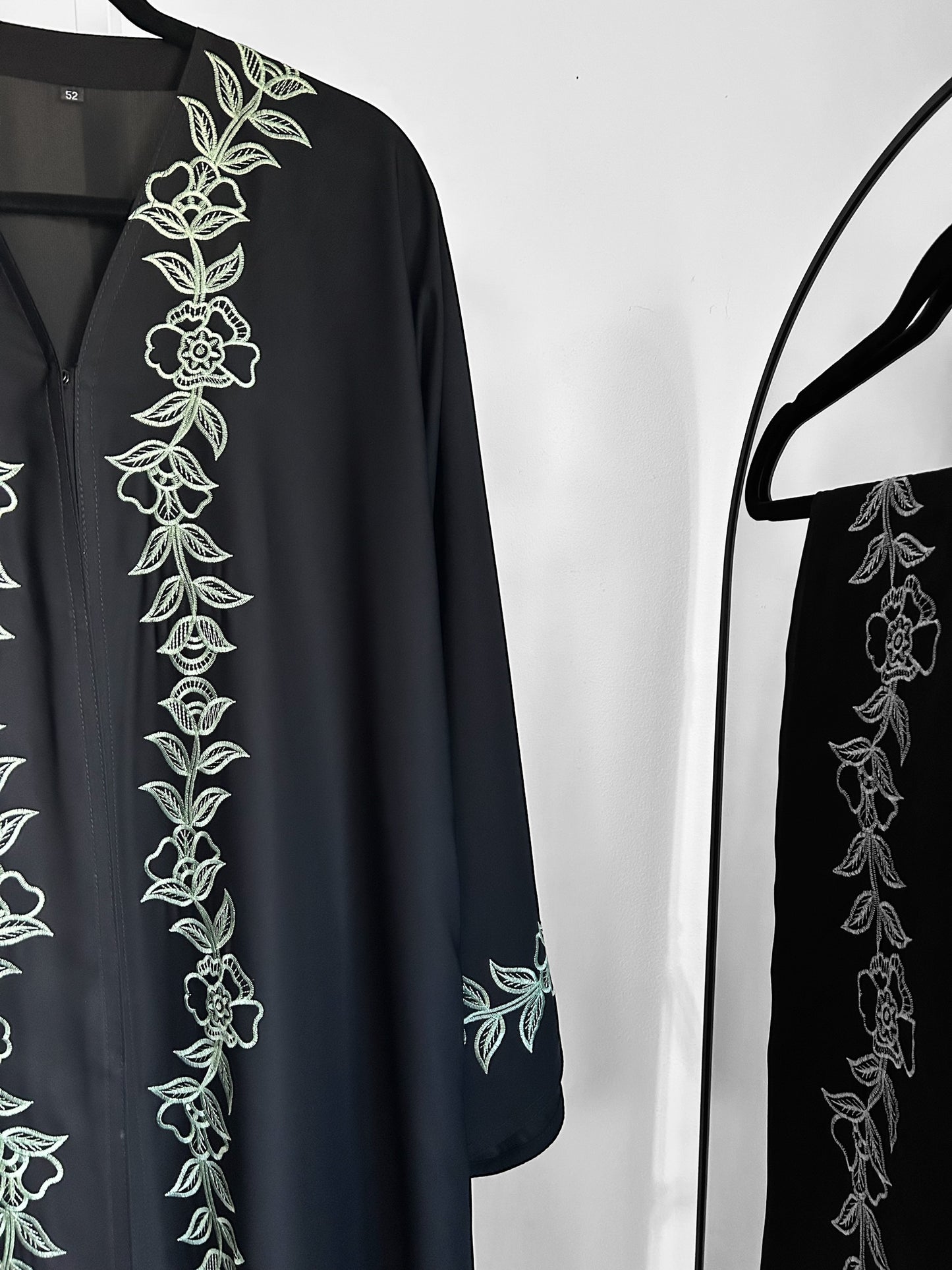 Classic Black Korean Nida Abaya |  Embroidery with Matching Scarf| Elegant Modest  black abaya, dubai abaya in multiple embroidery colors