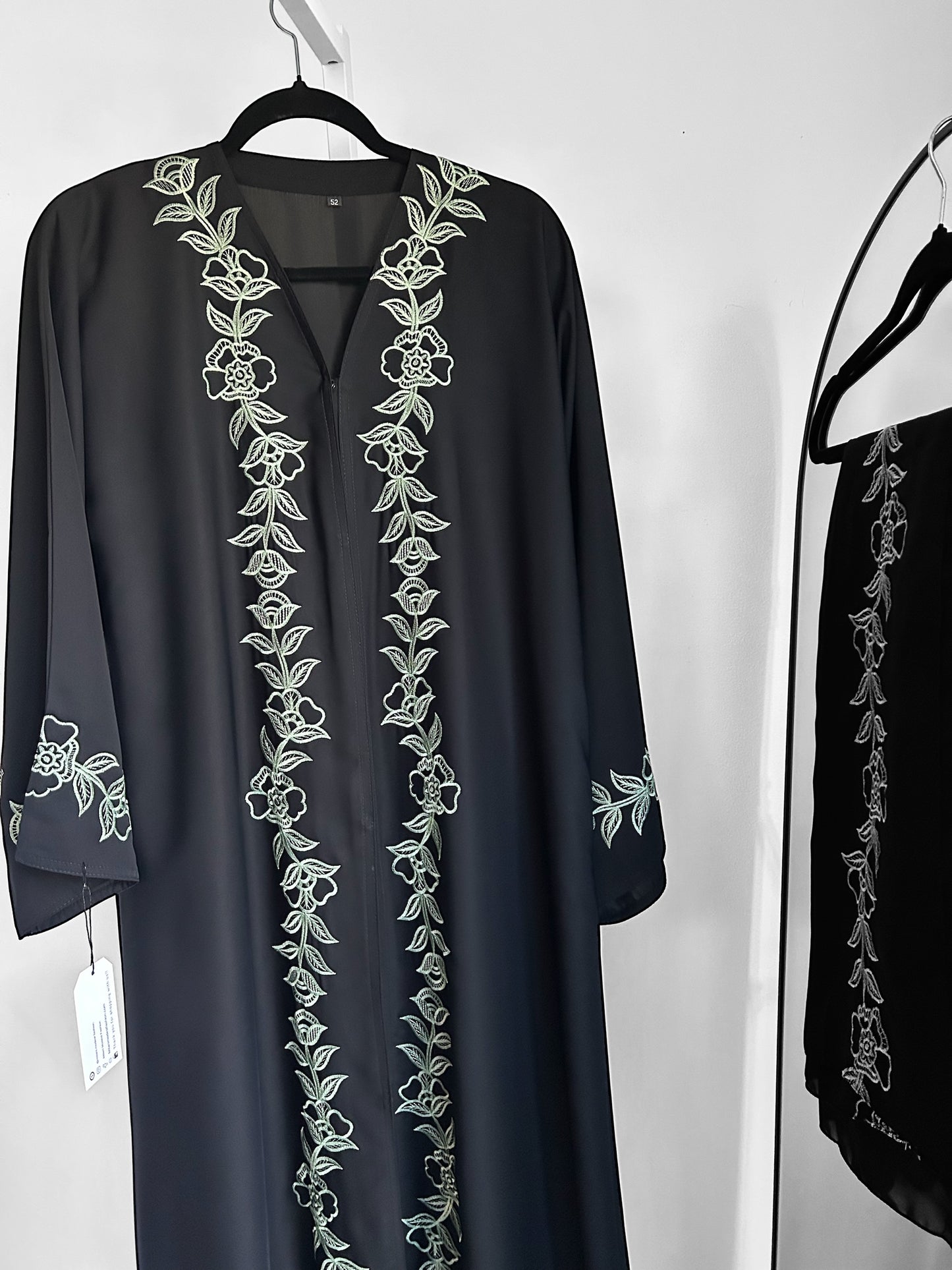 Classic Black Korean Nida Abaya |  Embroidery with Matching Scarf| Elegant Modest  black abaya, dubai abaya in multiple embroidery colors