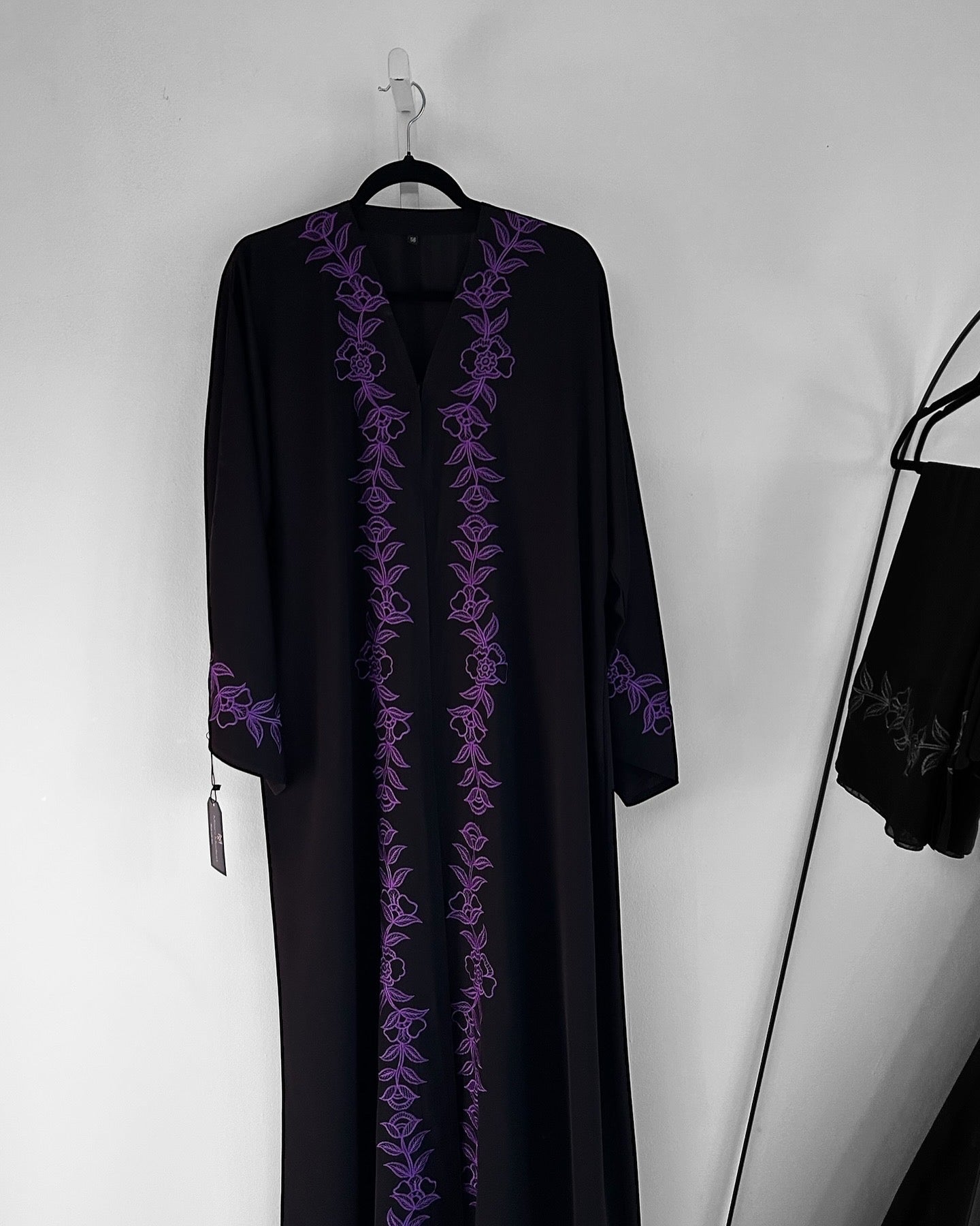 Classic Black Korean Nida Abaya |  Embroidery with Matching Scarf| Elegant Modest  black abaya, dubai abaya in multiple embroidery colors